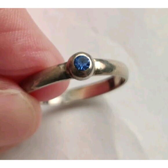 925 STERLING SILVER BOMA BLUE CRYSTAL Stacking RING SIZE 8 FINE SIGNED - Picture 2 of 6